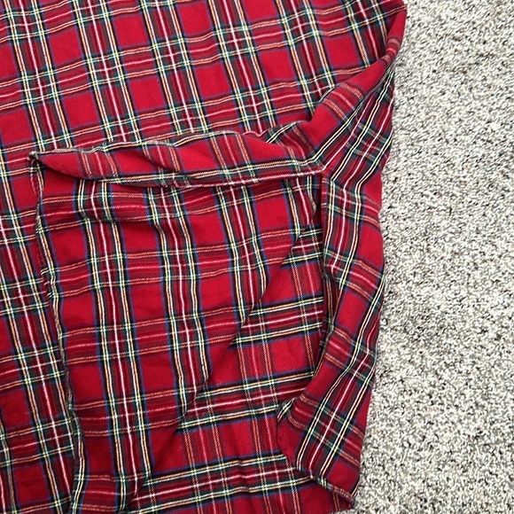 LL bean red green blue plaid midi nightgown size M half button granny fannnel - Picture 9 of 10
